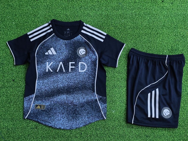 Kids-Al-Nassr 25/26 Away Navy Blue Soccer Jersey(Player)